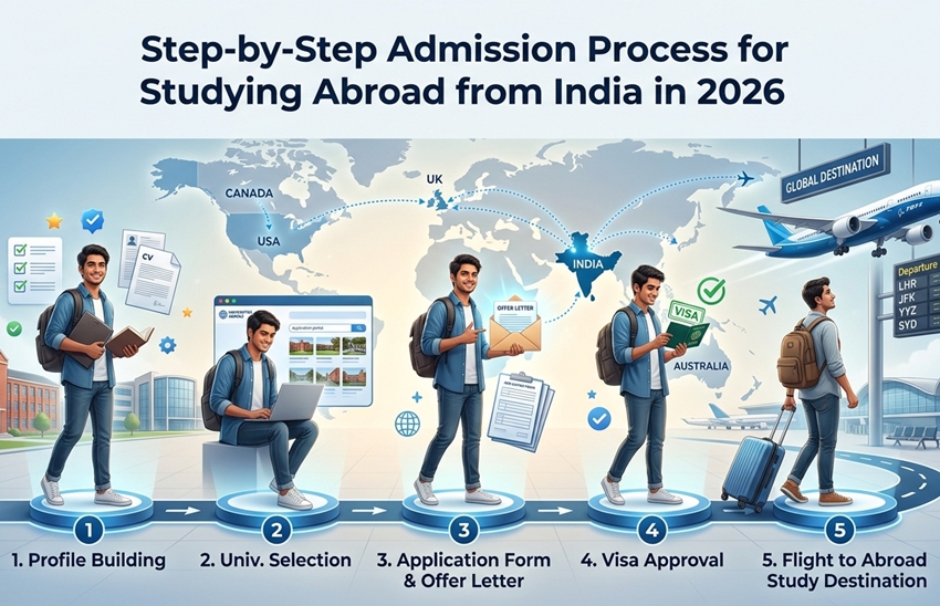 Step-by-Step Admission Process for Studying Abroad from India in 2026